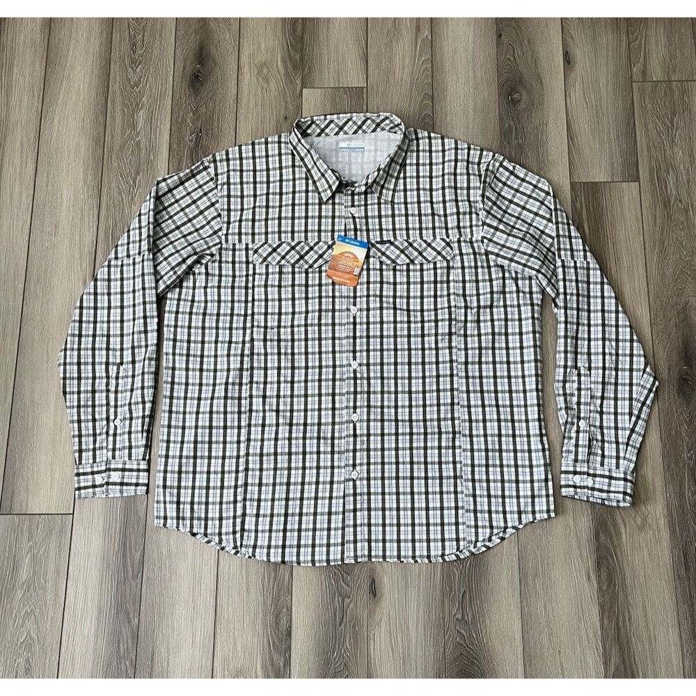 Columbia Omni-Shade UPF 40+ Silver Ridge Lite Plaid Long Sleeve Button Up Sz XXL